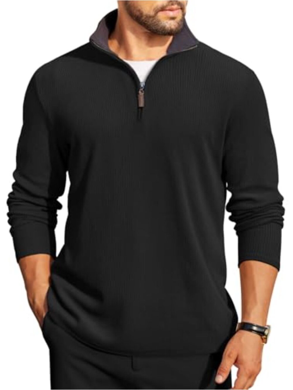 Men's Quarter Zip Corduroy Pullover Sweatshirt